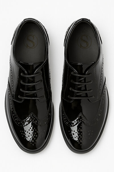 SIRRI Pantofi strălucitori cu model clasic din piele lacuită pentru băieți