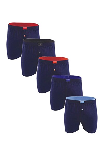 Ceylanoğlu Erkek Penye Havlu Bel Rahat Boxer Lacivert Renk Xl Beden 5'li Paket