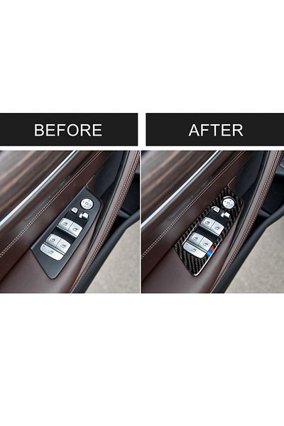 Maraz For Bmw 5 Series G38 Carbon Fiber Door Window Lift Panel Sticker