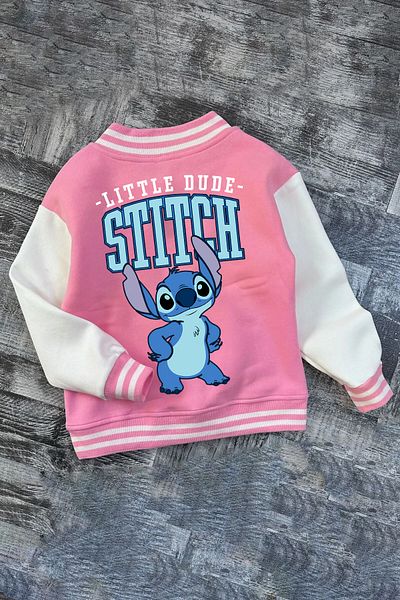 C&C OKULCUNUZ Kids Girls & Boys School College Jacket Seasonal Pink Dude Stitch