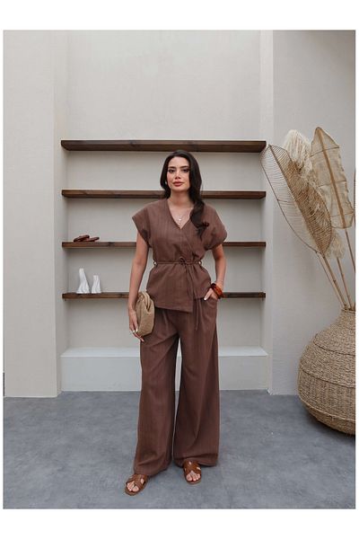 ESRAHELVACI Belted Linen Set