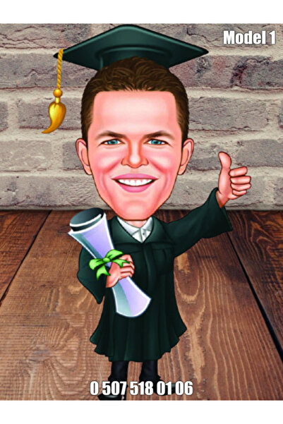 wonderlike Resim Fotoğraf Baskılı Kız Erkek Okul Mezuniyet-3d Karikatür Biblo...