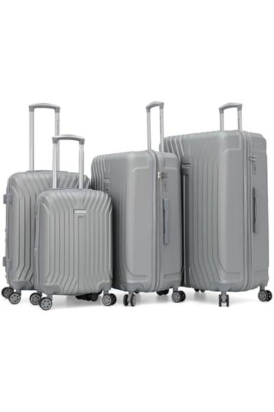 Giordano Hardside Luggage- 4-piece Set With Tsa,silver,