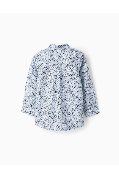 Ziddy Shirt with Floral Pattern for Boys, Blue/White/Dark Blue