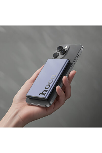 REDz Accessories Μαγνητική μπαταρία HOCO Q32, χωρητικότητα 5.000mAh, ένδειξη LED, θύρα Type-C, μαύρο