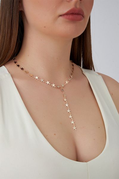 Modex Gold Color Stars Chain Y Necklace (60cm)