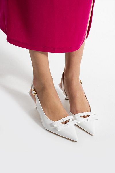 Güllü Shoes White Patent Leather Heeled Women's Shoes |   4cm Vegan Leather |   Office Chic and Everyday Use