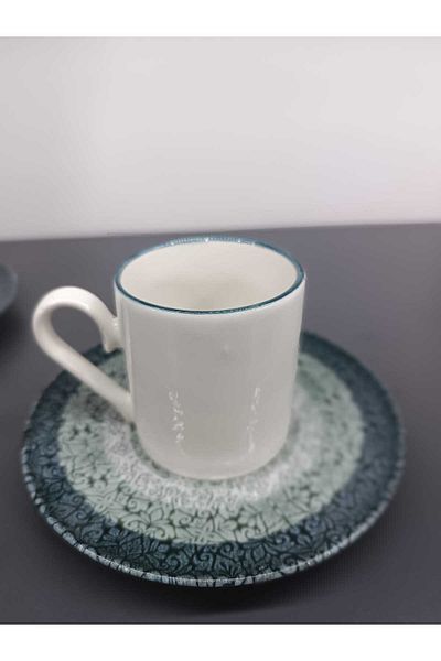 MORMAVİ Moravian Porcelain Eda 12 Pieces Coffee Cup Set for 6 Persons