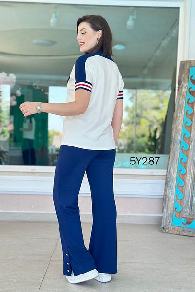 İnce Topuk Polo Neck Striped Modal Suit 5Y287