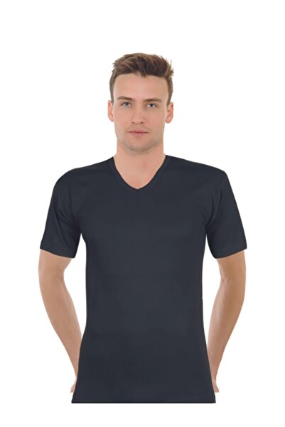 Ceylanoğlu Men's Black V-Neck 3-Piece Pack Cotton Ribbed Undershirt