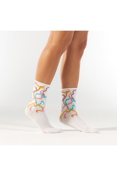 Forwena Безшевни дамски чорапи до глезена с неонови пръстени и модална еластичност