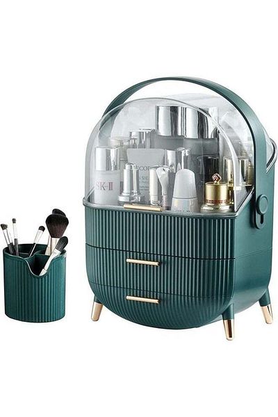 COOYA Makeup Storage Organizer,Cosmetics Display Case with Brush,Lipstick Organizer and Transparent Cover