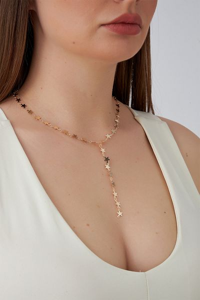 Modex Gold Color Stars Chain Y Necklace (60cm)