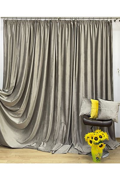 Liz Line Set doua draperii catifea grej, colectia "Velvet" by LIZ LINE 2x400x245cm cu rejansa DR2174