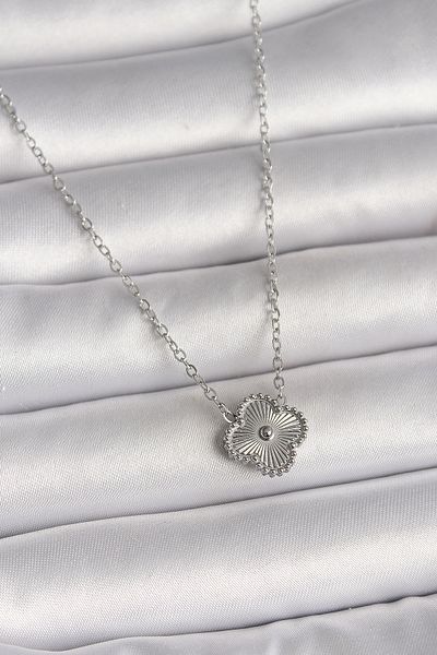 Skygo 316L Steel Silver Color Processing Detailed Clover Model Women's Necklace - Tj-Bko10016