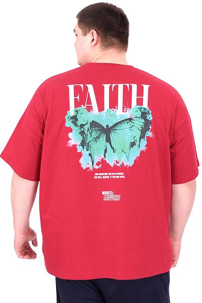 ModeXL Mode XL Large Size Men's T-Shirt Crew Neck Faith U25030 Maroon