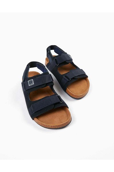 Ziddy Leather Sandals for Boys, Dark Blue