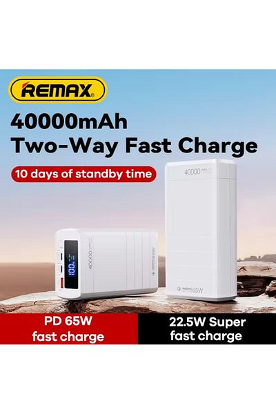 REDz Accessories Remax Rrp-310 Battery, 40,000mah, Multiple Charging, Macbook/laptop Compatible, 65w 22.5w, White