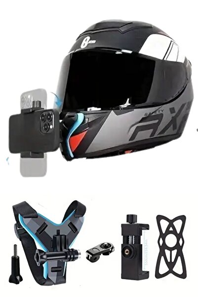 Buffer ® Motorsiklet Kask Önü Takılan Telefon Tutucu Aksiyon Kamerası Takılabilen Aparat