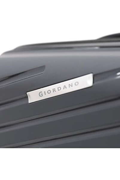Giordano 3-Piece Polypropylene Luggage Set, Grey, with Double Spinner Wheels and TSA Lock