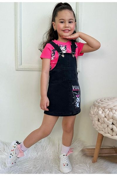 öykümgaleria Girl's Chrome Summer Denim Slopet Skirt Tshirt