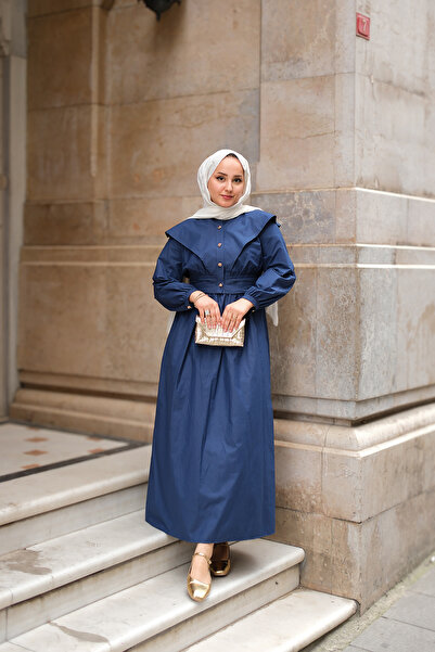 LOCCO Women's Jacket Poplin Dress Navy Blue