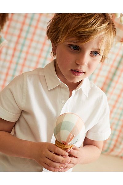 Ziddy Short Sleeve Cotton Shirt for Boys 'B&S', White