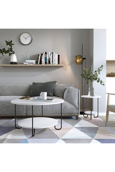 Mourah Home Corro Modern Coffee Table White Multipurpose H 45cm White