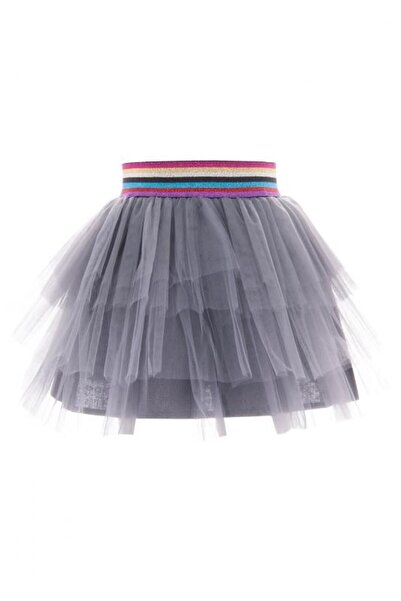 Pinolini Gray Tulle Skirt with Colorful Bands