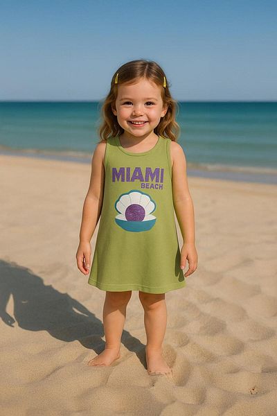 LUESS Girl's 100% Cotton Printed Dress - Green (3-4 Years - 8-9 Years)