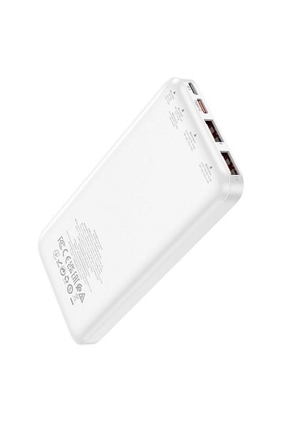 REDz Accessories Hoco J101 External Battery, 10,000 mAh, USB and USB Type-C, PD QC 3A 22.5W, White