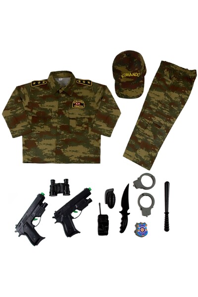 Lizsa Çocuk Kahverengi Asker Kostümü Çocuk Asker Kıyafeti