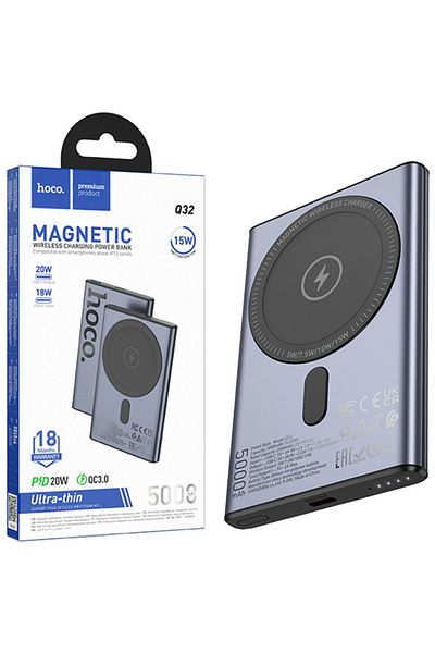 REDz Accessories Hoco Q32 Magnetic Battery, 5,000mah Capacity, Led Indicator, Type-c Port, Black