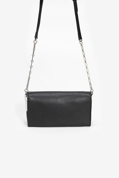 Calvin Klein Women's Chain Adjustable Shoulder Strap Snap Closure Ck Logo Black Shoulder Bag K60K 612806 -Beh