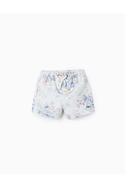 Ziddy Floral Swim Shorts UPF 80 for Baby Boys 'You&Me', White