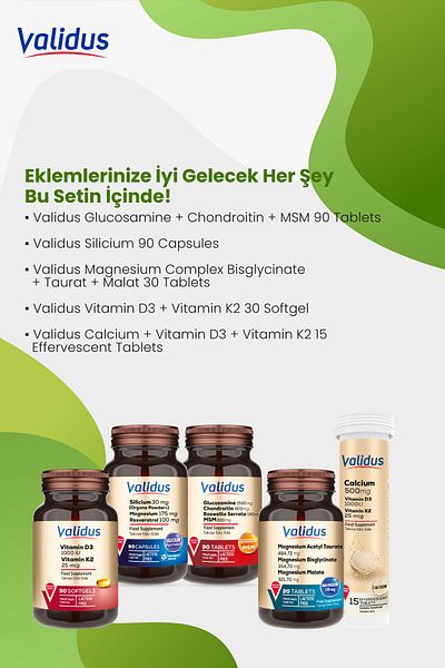 Validus Joint Support Set - Glucosamine - Silicium - Magnesium - D3 K2 - Calcium