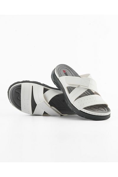 DR KLOMPA Ανδρικές ημερήσιες παντόφλες Dk688 White Fanetta Velcro Orthopedic Summer Home & Outdoor Slippers