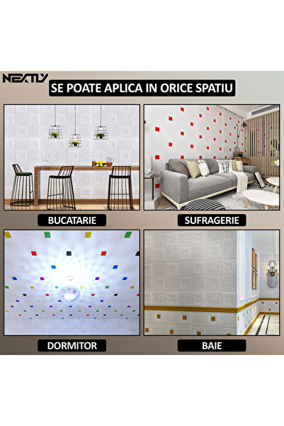NEXTLY Set of 100 Self-Adhesive 3D Wallpaper, Brick Design, For Wall Or Ceiling, Waterproof