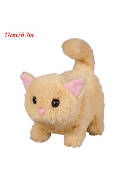 Choice Yellow Kawaii Simulation Electronic Interactive Cat Plush Toys Cute Cats Walking Wagging Tail With S