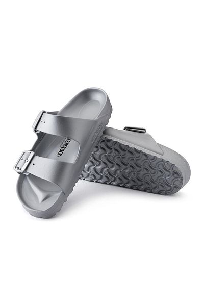 Birkenstock Μεταλλικές Ασημένιες Γυναικείες Παντόφλες/Σανδάλια 1003491   - Μέγεθος S