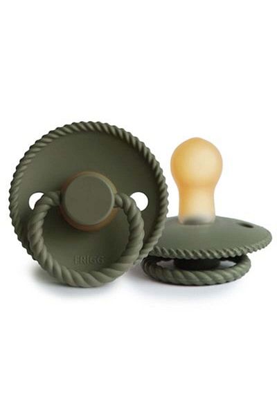 Frigg 0-6 Months Olive Rope Rubber Pacifier