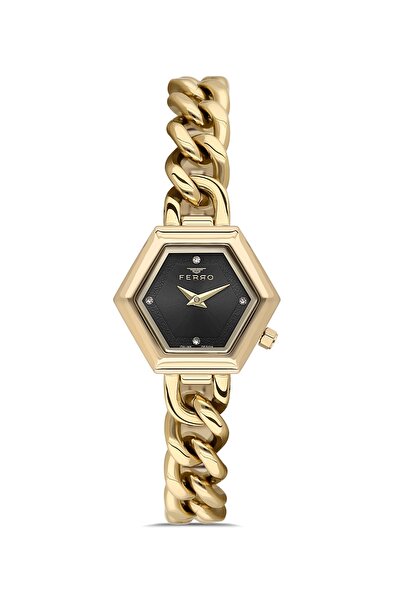 FERRO ساعة يد نسائية بسوار فولاذي أصفر FL40144A-B2 مقاومة للماء 3ATM مع ضمان ...