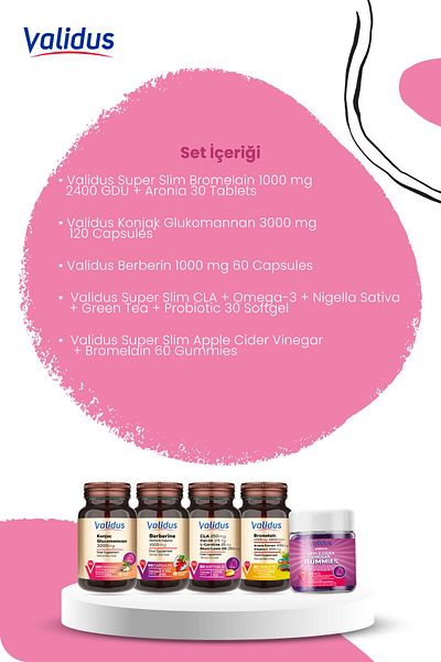 Validus Slimming Set - Bromelain - Glucomannan - Berberine - Cla - Apple Cider