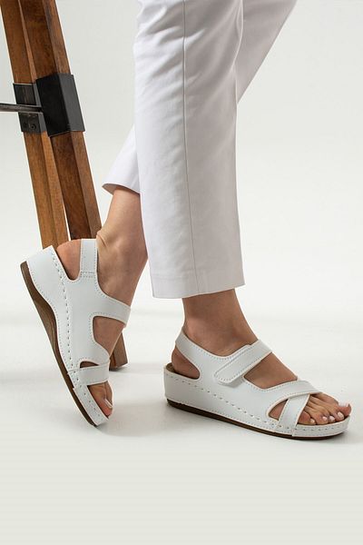 AlbiShoes Liza Single Strap Anatomical Women's Mother Sandals Slippers - Velcro Daily Walking Sandals