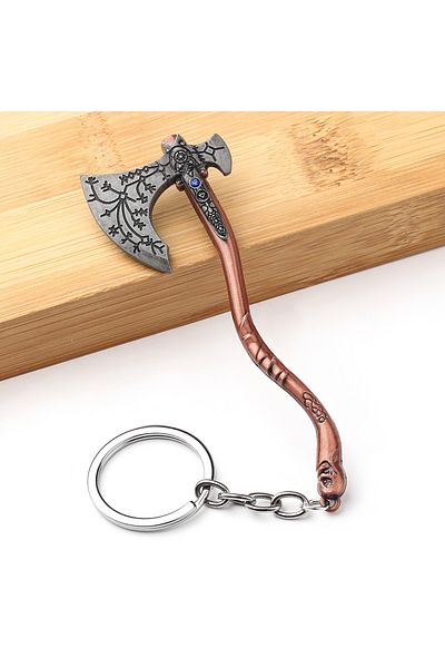 Choice قطعة واحدة من مجوهرات الأزياء البانك من God Of War 4 Kratos Axe سلسلة مفاتيح رائعة من الكريستال المنحوت بنمط فأس قلم