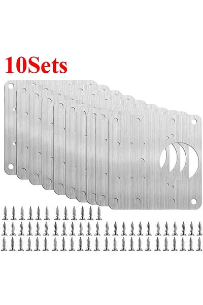 XMSJ 10 Sets 2/10sets Hinge Repair Plate Kitchen Cabinet Door Hinges Mounting Plate With Screw Flat Fixin