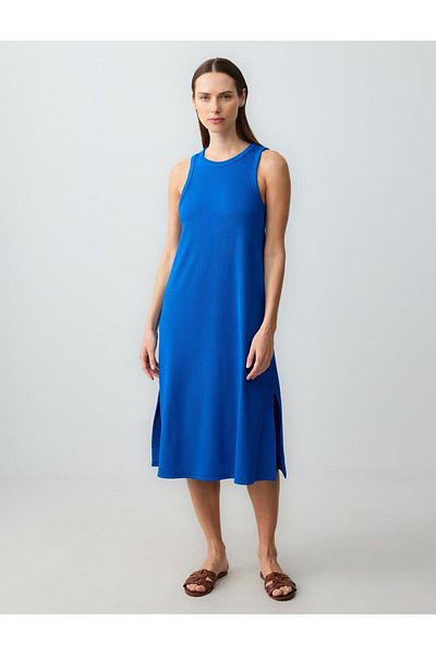 Jimmy Key Cobalt Relaxed Fit Sleeveless Crew Neck Knitted Midi Dress