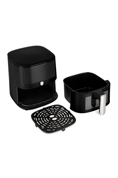 Berlinger Haus Friteuză cu aer BerlingerHaus - Colecția Matte Black, 5L, Digitală, LED, 1400W, Neagră, Fereastră