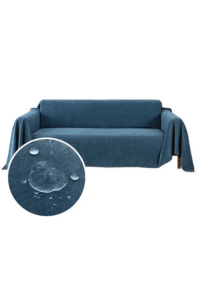 Choice M(130X180CM) Navy Waterproof Sofa Blanket Multipurpose Solid Color Furniture Cover Durable Fabric Du