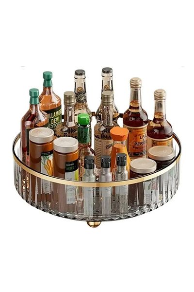 Choice Clearc Rotating Tray Spice Rack Pantry Cabinet Turntable With Base Storage Bin Kitchen Organizer For